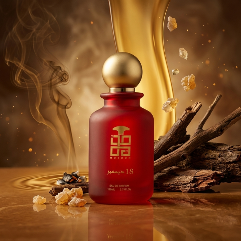 18 December EDP perfume bottle by Muzoon — buy arabic oud incense perfume online in Oman