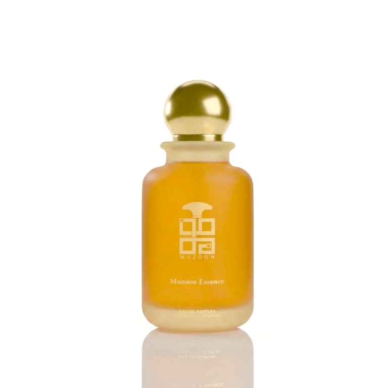 Muzoon Essence EDP orange bottle with gold cap — buy luxury arabic oud perfume online in Oman