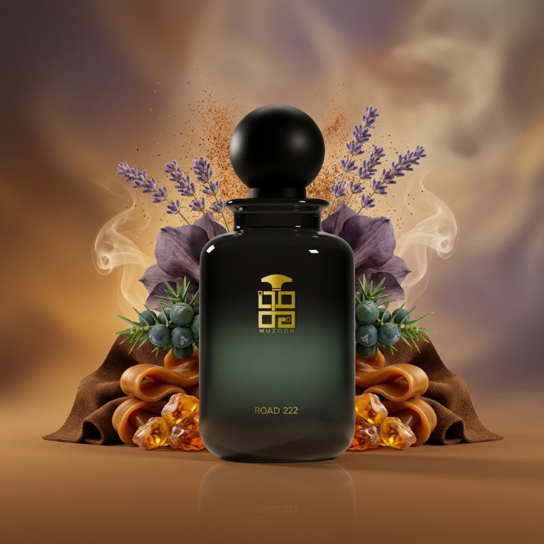 Road 222 Muzoon lifestyle bottle with lavender — shop best arabic perfume store