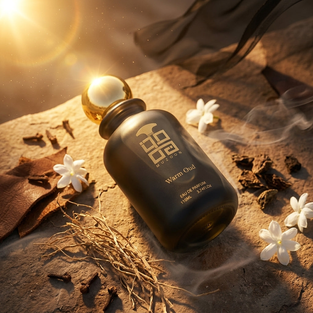 Warm Oud Muzoon lifestyle — buy oud perfume for men online in Oman