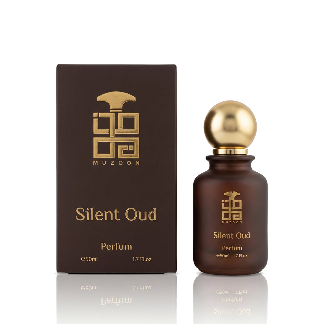 Silent Oud 50ML perfume bottle by Muzoon — buy dark oriental arabic oud fragrance online in Oman